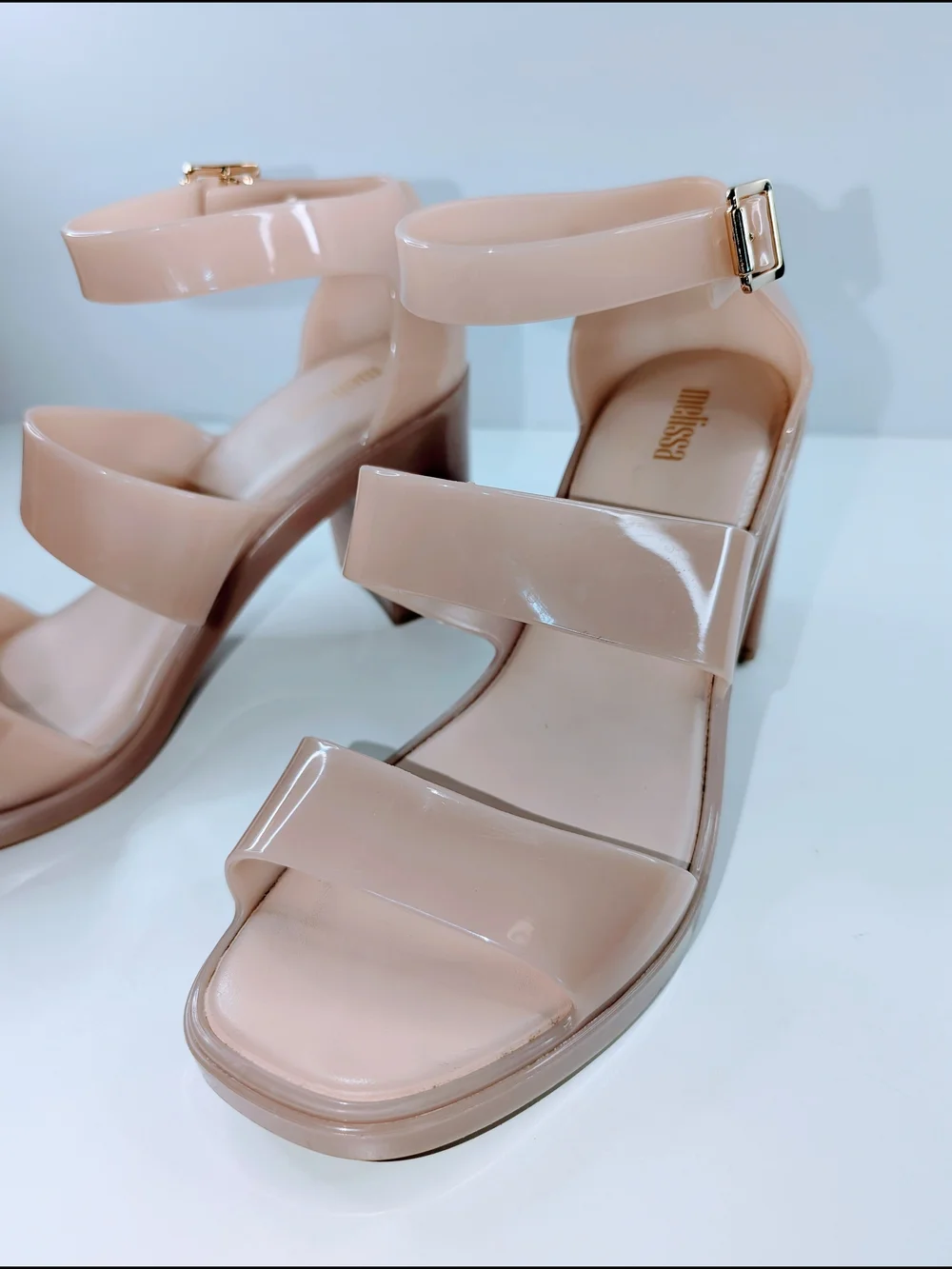 Melissa Model Strappy Block Heel Sandal Light Pink Jelly Woman's Size 7